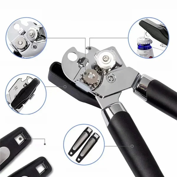 Stainless Steel Can Opener Multifunctional Grip Opener Side Cut Professional Tins Bottle Opener Kitchen Gadgets - Image 3