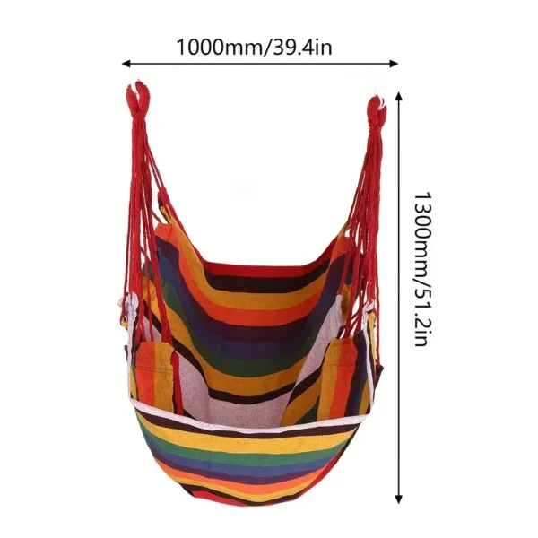 1pc Outdoor Hammock Chair, Canvas Leisure Swing Hanging Chair, Without Pillow And Cushion, Garden Leisure Furniture Hammocks - Image 4
