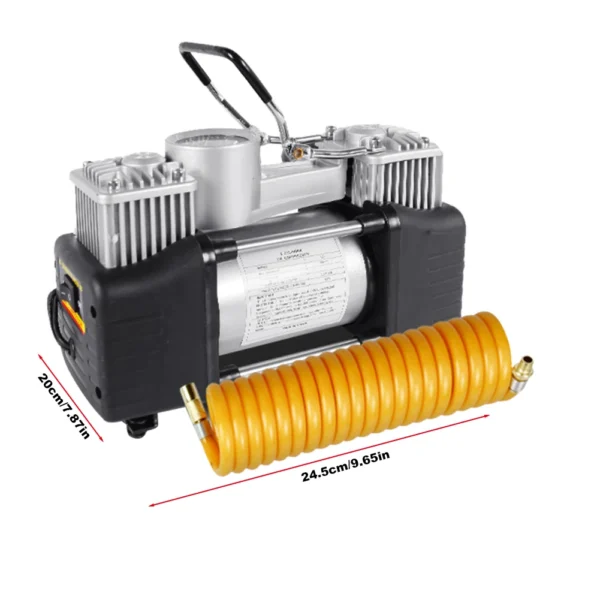 12V 150PSI Heavy Duty Deluxe Portable Metal Air Compressor Car Inflatable Pump with Pressure Gauge Dual Cylinder Mini Compressor - Image 6