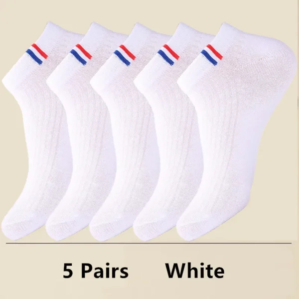 5 Pairs Thin Boat Socks Summer Blending Plain Color Mens Casual Breathable Sweat Absorbing Calibration - Image 8
