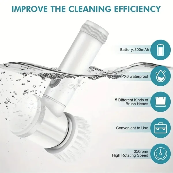 Five in One Multifunctional Electric Cleaning Brush for Bathroom Washing and Kitchen Cleaning Tools Essential household items - Image 2