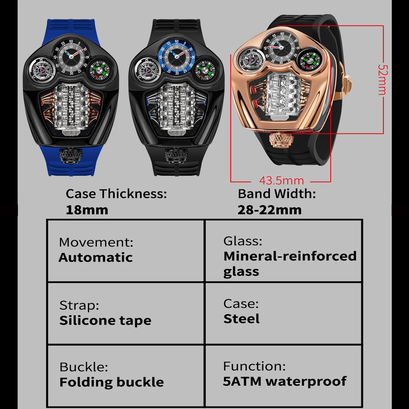 PINDU Design NEW Engine Series Quartz Watch Men TOP-luxurious Stainless steel Compass Waterproof Swiss quartz 762 movement watch 6 PINDU Design NEW Engine Series Quartz Watch Men TOP-luxurious Stainless steel Compass Waterproof Swiss quartz 762 movement watch - Image 6